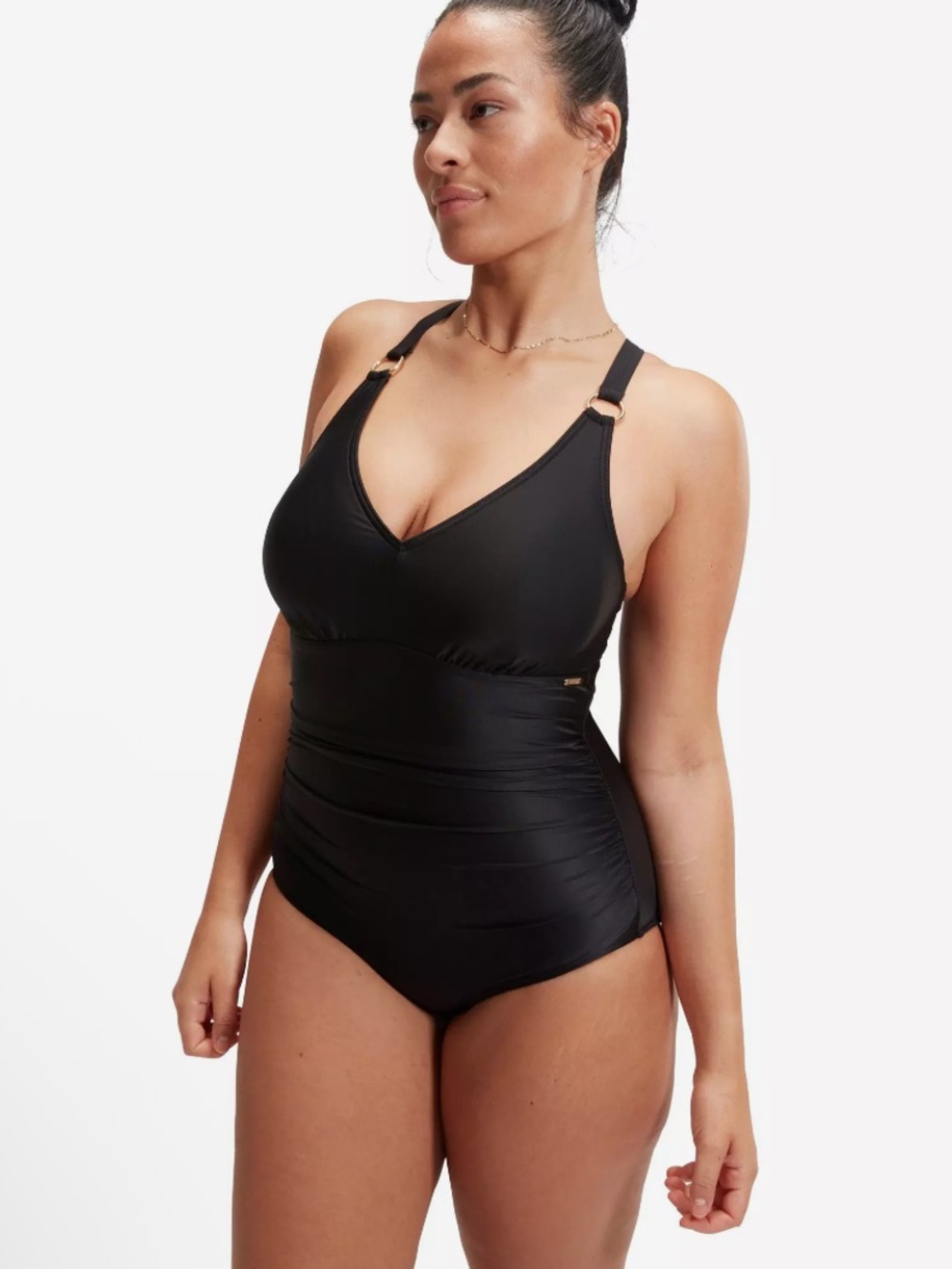 Speedo Womens Ladies Strappy Shaping One Piece Bathing Suit Black 16